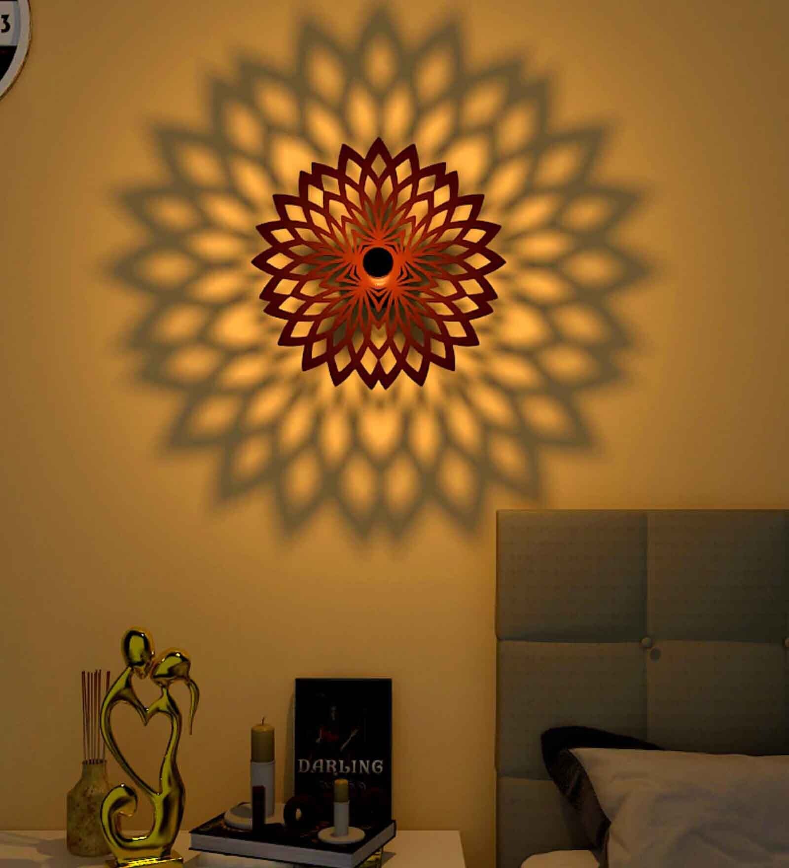 MDF Geometric flower design creative Shadow lamp