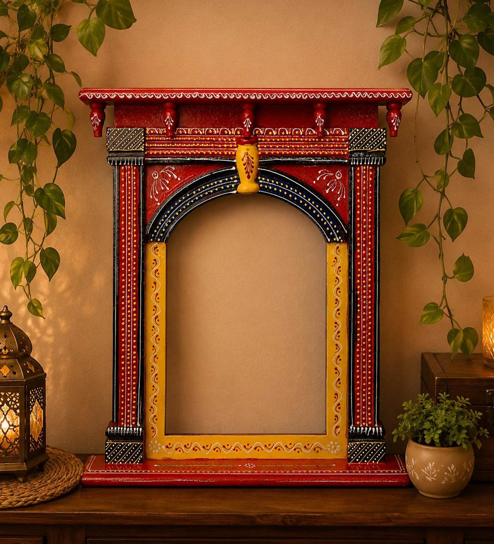MDF Handpained Rajasthani 15*17 Jharokha Frame in Multi Color