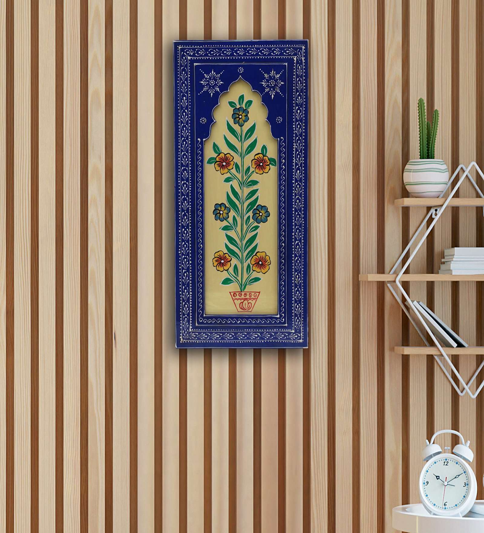 Blue Mdf Handpainted Rectangle Decorative Wall Hanging Frame