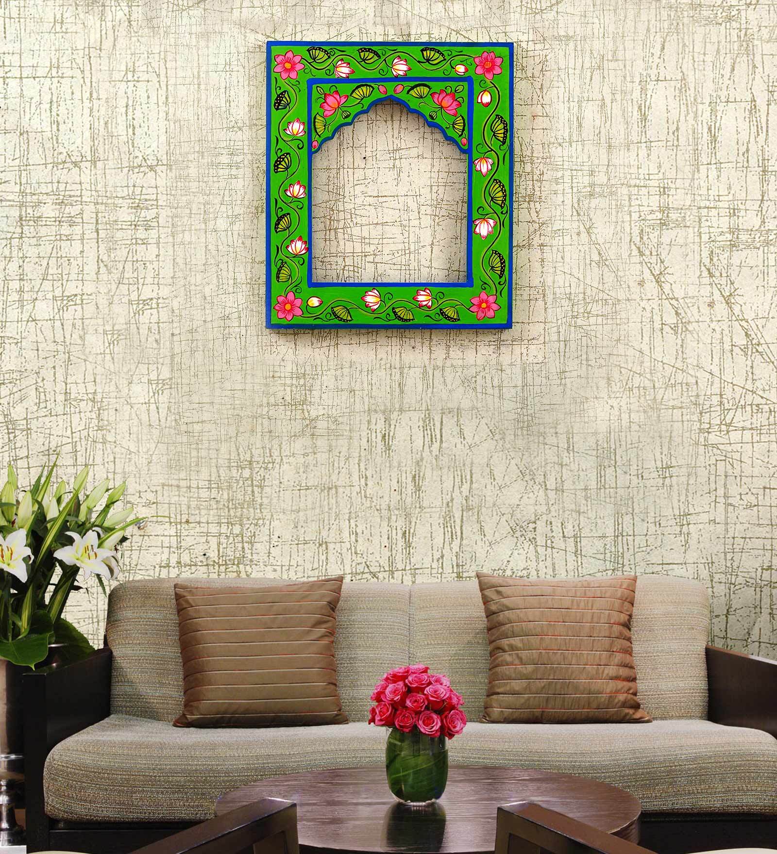 Mdf Handpainted Rectangle Green Colour Frame