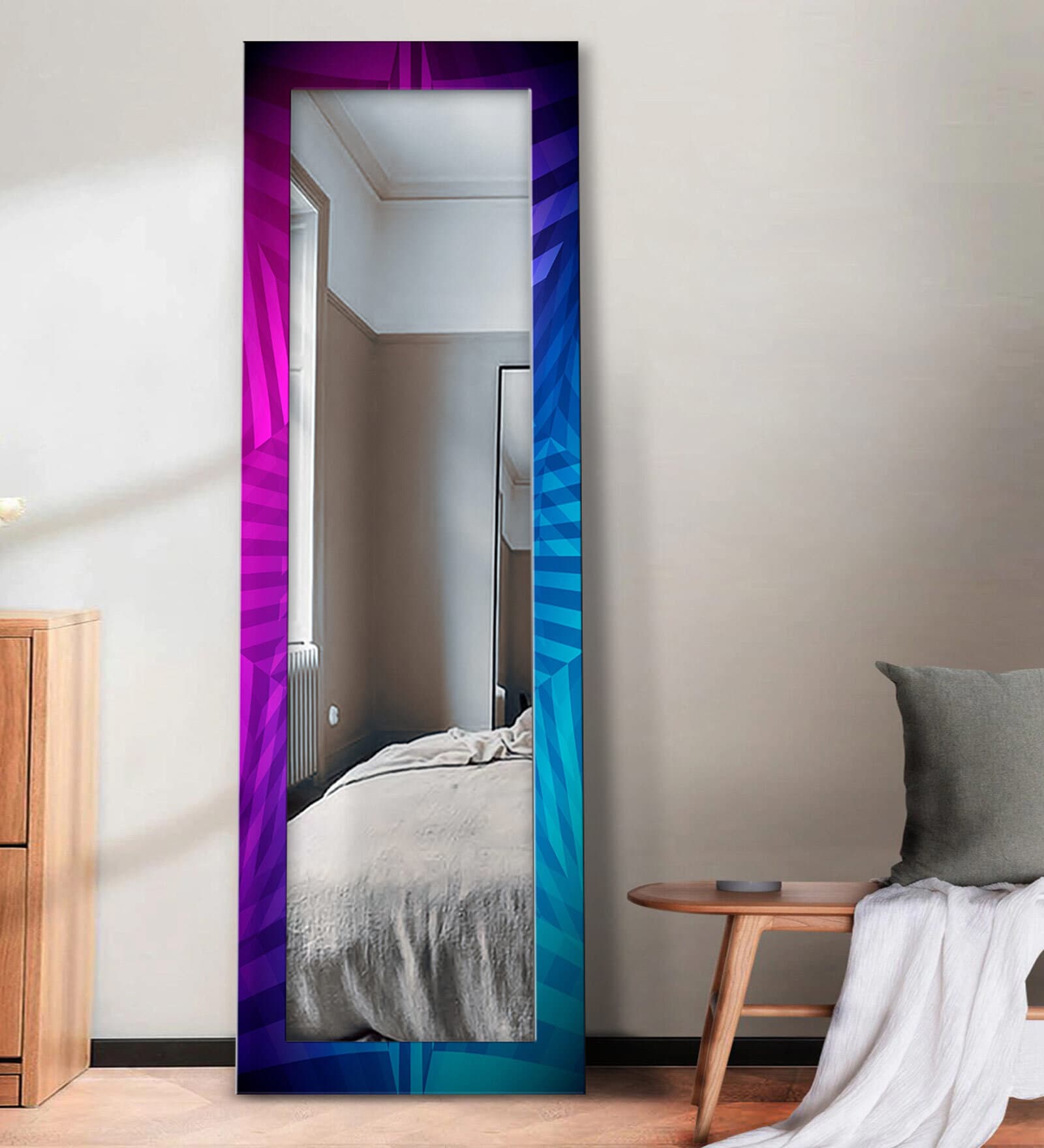 MDF Multicolour Optical Illusion 6Ft Floor Mirror