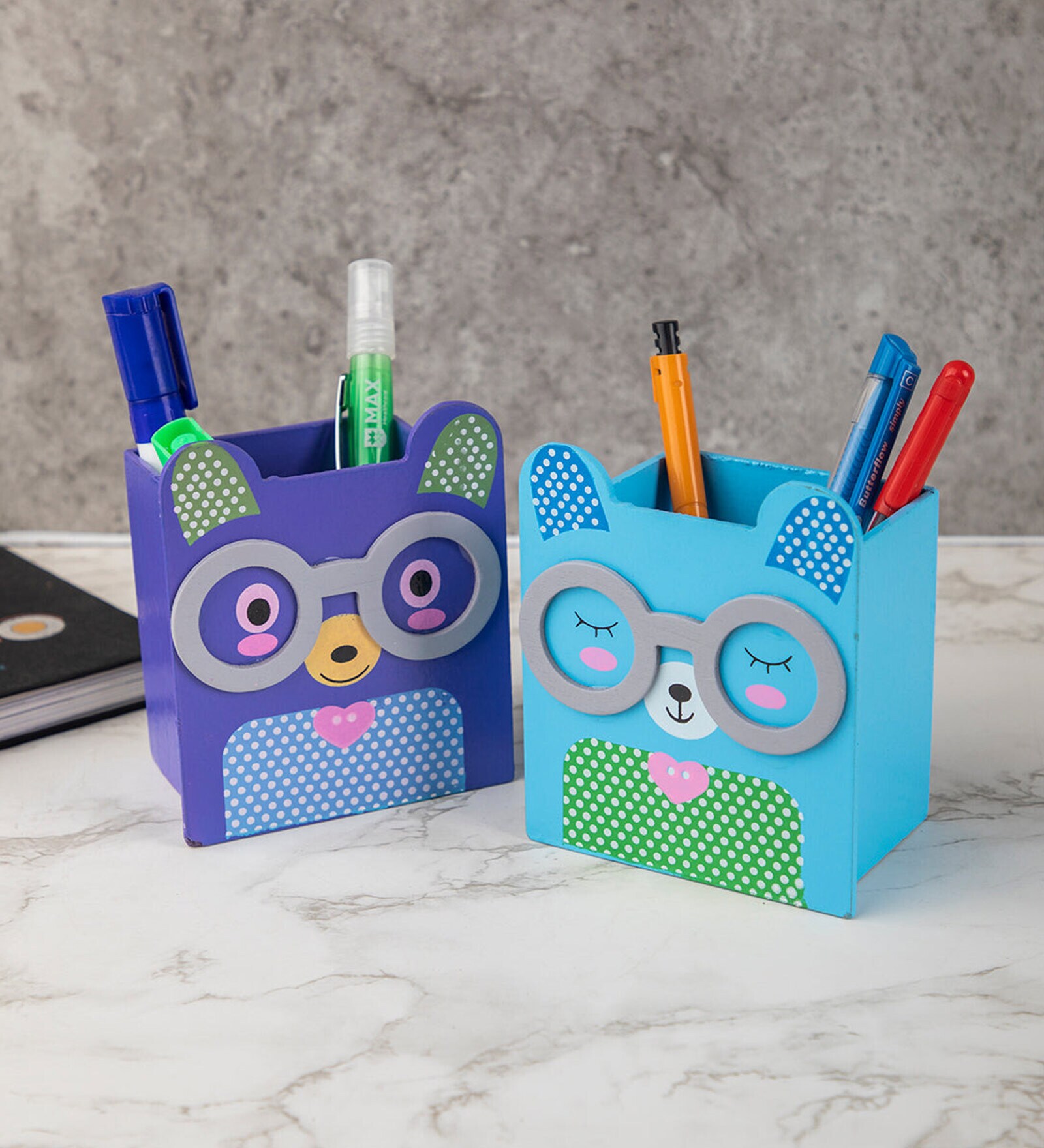 MDF Pen Stand Animal Design Set Of 2