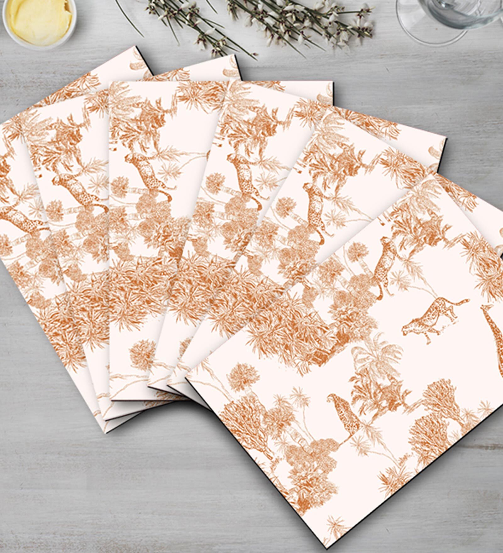 Buy Safari (12x15) Brown & White MDF (Set of 6) Placemat at 10 OFF by