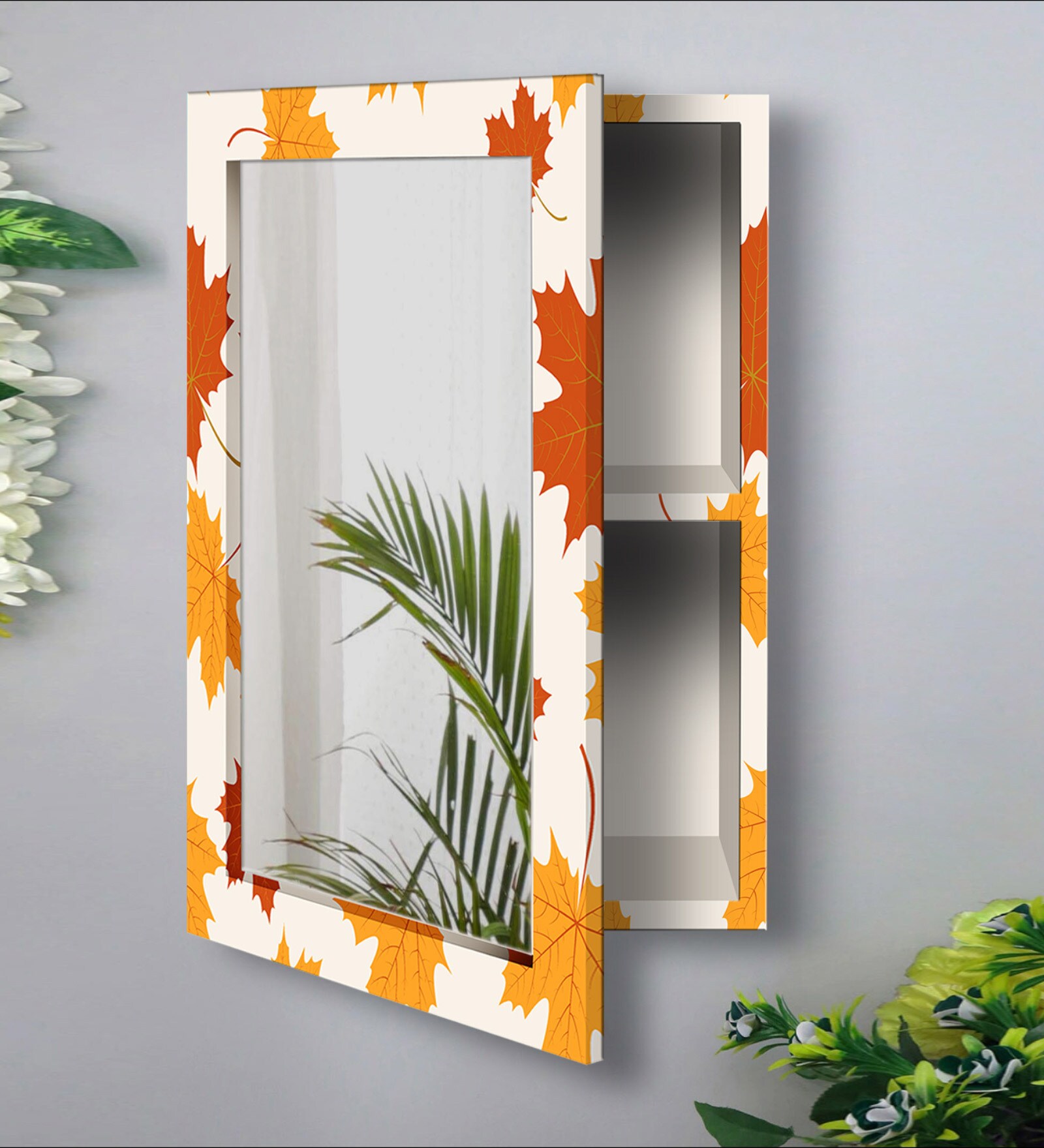MDF Wall Cabinet With Mirror In Multicolour