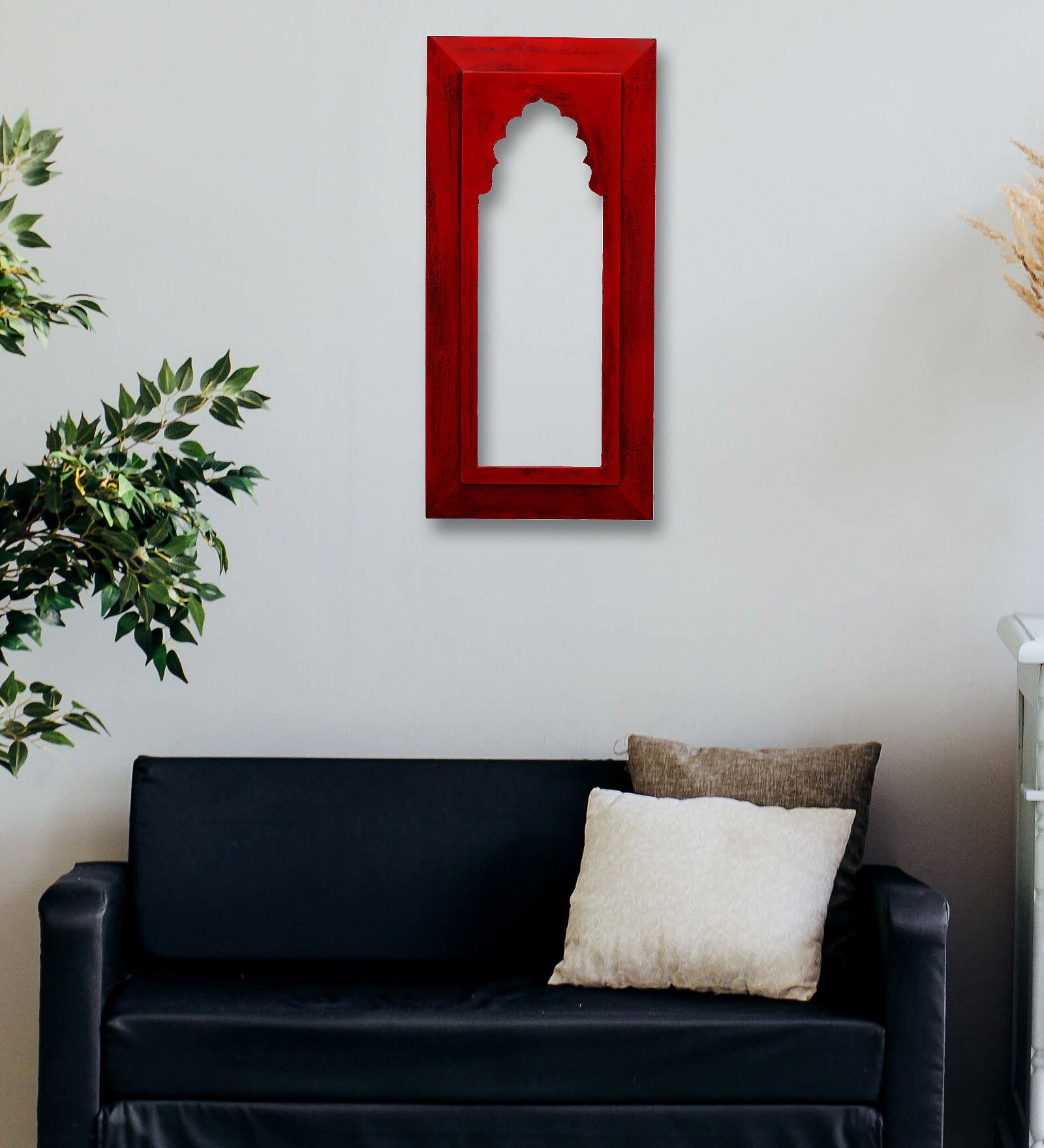 Mdf Wall Hanging Carving Frame in Red