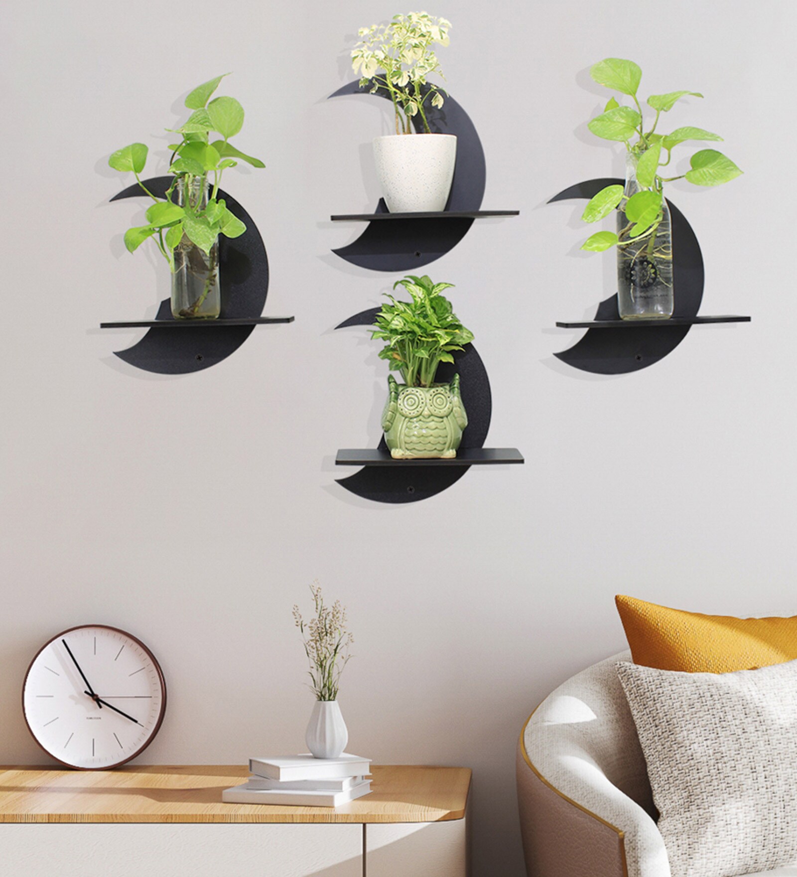 MDF Wood (Set of 4) Floating Wall Shelf