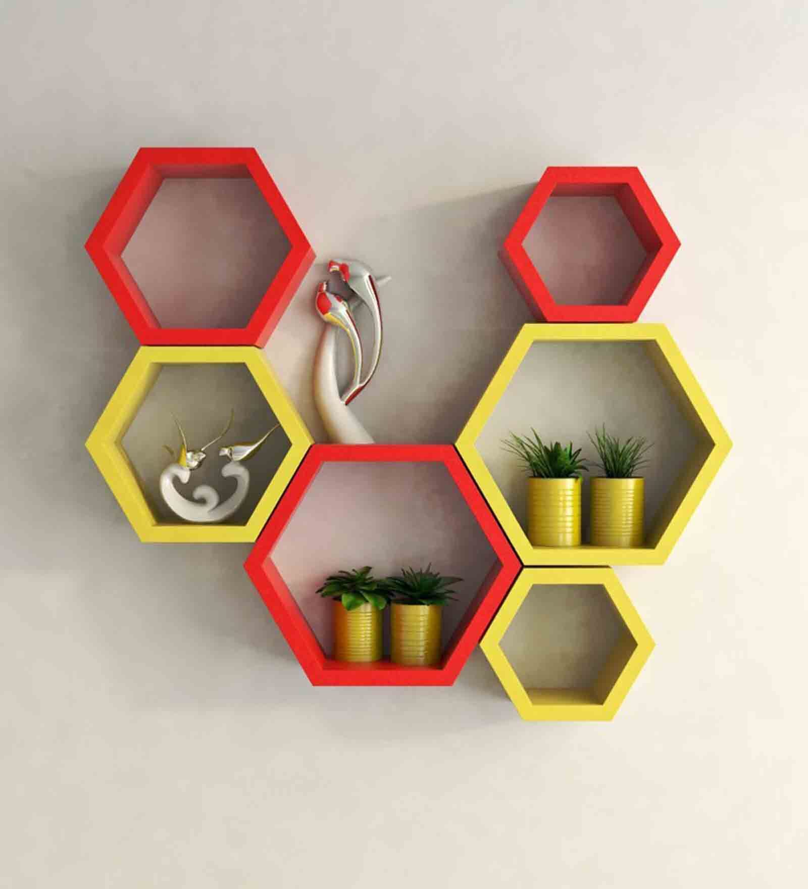 MDF Wood Wall Shelf in Multicolour