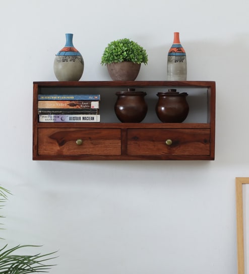 MDF & Mango Wood Honey Wall Shelf