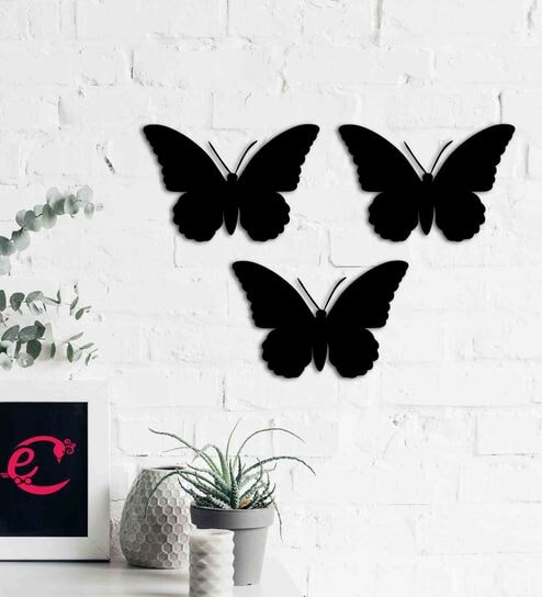 MDF Butterflies Set of 3 Wooden Wall Hanging By eCraftIndia