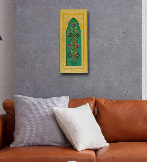 Yellow Mdf Handpainted Rectangle Decorative Wall Hanging Frame