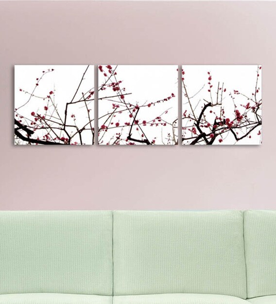 Buy Mdf 3 Panel Flower Branches Wall Decor By Go Hooked Online Floral Art Panels Art Panels Home Decor Pepperfry Product