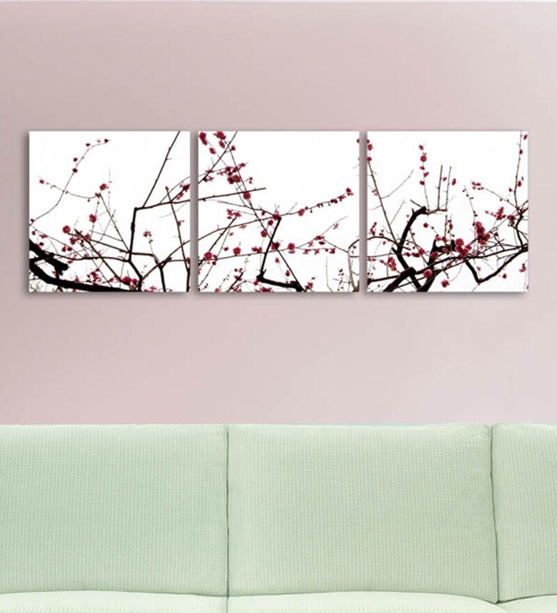 Buy MDF 3-Panel Flower Branches Wall Decor by Go Hooked Online - Floral ...