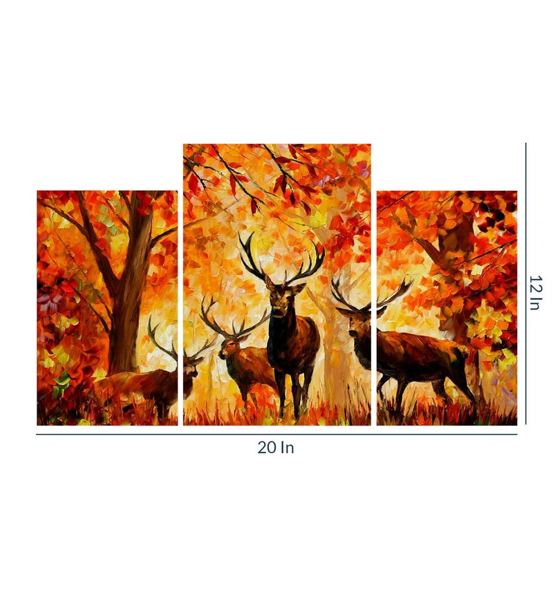 Buy MDF Digital Print Set of 3 Wall Art Painting by Go Hooked Online ...