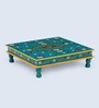 MDF & Mango Wood Blue Handpainted Chowki