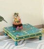MDF & Mango Wood Blue Handpainted Chowki