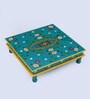 MDF & Mango Wood Blue Handpainted Chowki