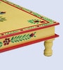 MDF & Mango Wood Yellow Handpainted Chowki