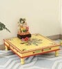 MDF & Mango Wood Yellow Handpainted Chowki