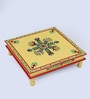 MDF & Mango Wood Yellow Handpainted Chowki