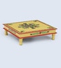 MDF & Mango Wood Yellow Handpainted Chowki