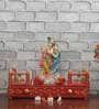MDF & Sheesham Wood Pooja Shelf In Red