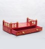 MDF & Sheesham Wood Pooja Shelf In Red