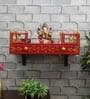 MDF & Sheesham Wood Pooja Shelf In Red