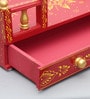 MDF & Sheesham Wood Pooja Shelf In Red