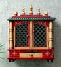 Brown MDF & Wood Floor Rested Mandir With Door