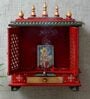 Brown MDF & Wood Floor Rested Mandir With Door