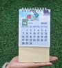 MDF Base 12 Months 2026 Desk Calendar Floral Print for Home & Office