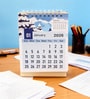 MDF Base 12 Months 2026 Desk Calendar Floral Print for Home & Office