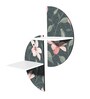 MDF Floral Printed Semi Circular Wall Shelf with White Plates