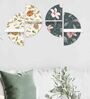 MDF Floral Printed Semi Circular Wall Shelf with White Plates