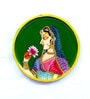 Mdf Green Colour Handpainted Queen Wall Hanging Round Plate