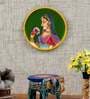 Mdf Green Colour Handpainted Queen Wall Hanging Round Plate