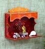 Brown MDF & Wood Wall Mounted Mandir Without Door