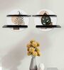 MDF Minimal Illustration Art Circular Wall Shelf With Black Plates