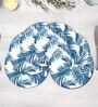 Monstera (14x14) White & Blue MDF (Set of 6) Placemat