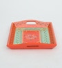 MDF Orange Serving Tray Set-Hand-Painted For Kitchen/Table & Home (Set Of 3 Trays)
