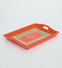 MDF Orange Serving Tray Set-Hand-Painted For Kitchen/Table & Home (Set Of 3 Trays)