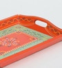 MDF Orange Serving Tray Set-Hand-Painted For Kitchen/Table & Home (Set Of 3 Trays)