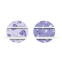 MDF Purple Printed Floral Collection Circular Wall Shelf with White Plates
