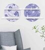 MDF Purple Printed Floral Collection Circular Wall Shelf with White Plates