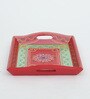 MDF Red Serving Tray Set-Hand-Painted For Kitchen/Table & Home (Set Of 3 Trays)