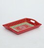 MDF Red Serving Tray Set-Hand-Painted For Kitchen/Table & Home (Set Of 3 Trays)