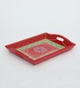 MDF Red Serving Tray Set-Hand-Painted For Kitchen/Table & Home (Set Of 3 Trays)