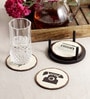 Round Telephonic White & Black MDF (Set of 4) Table Coaster