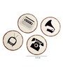 Round Telephonic White & Black MDF (Set of 4) Table Coaster