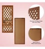 Mdf Wooden Panel With Mirror Set Of 3 In Brown